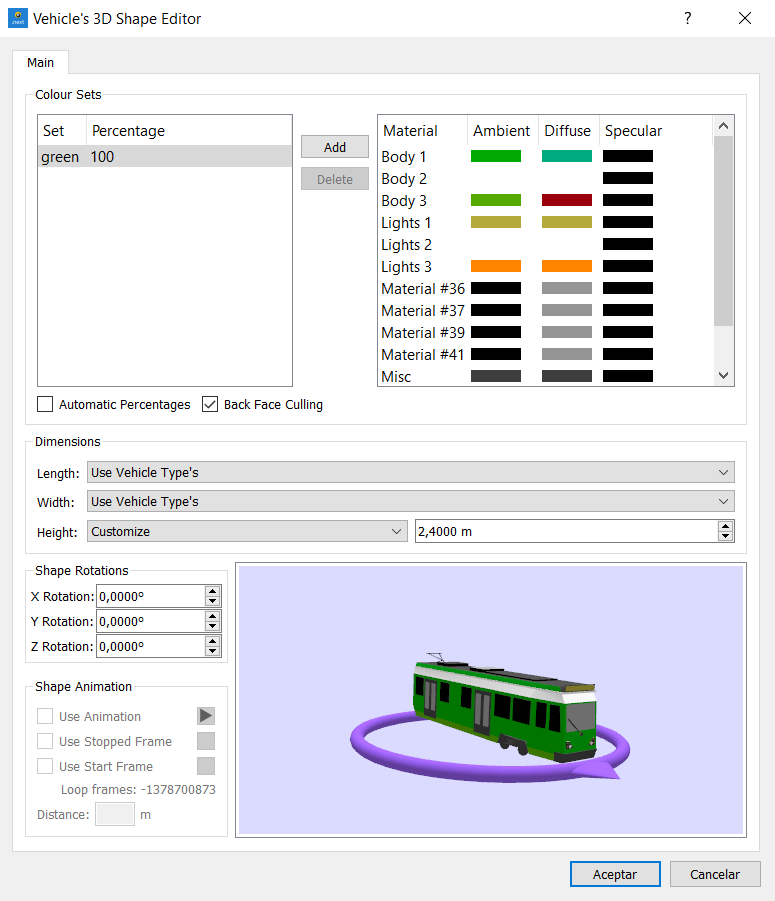 Editor de Forma 3D do Veículo