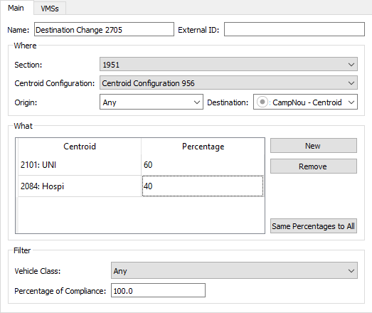 Editor de Mudança de Destino