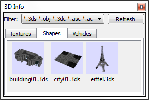 Aba Formas da Janela de Informações 3D