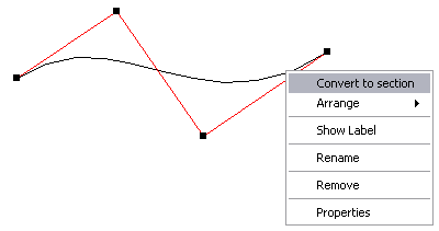 Curva Bezier convertida em uma seção