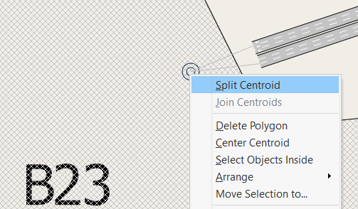 Opção de contexto para dividir centróide