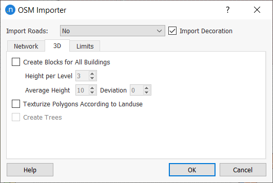 Diálogo de Importação OpenStreetMap