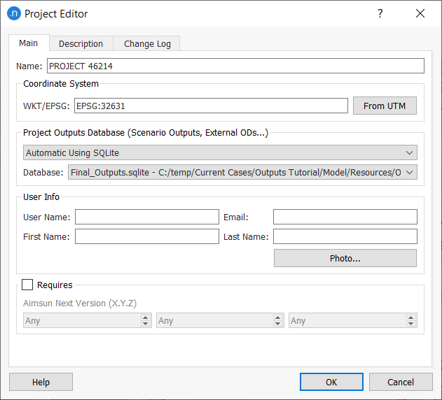 Editor de Propriedades do Projeto – Configurando a Fonte de Dados de Saída