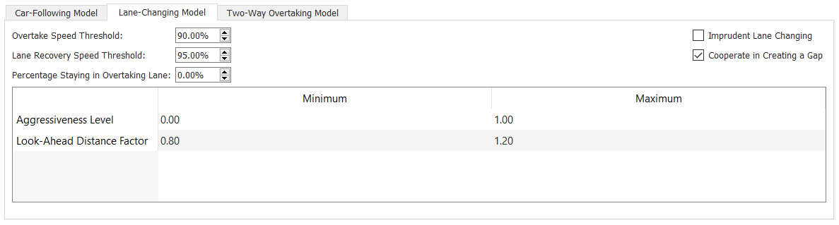 Editor de Tipo de Veículo - Pasta de Modelo Microscópico - Subpasta de Mudança de Faixa