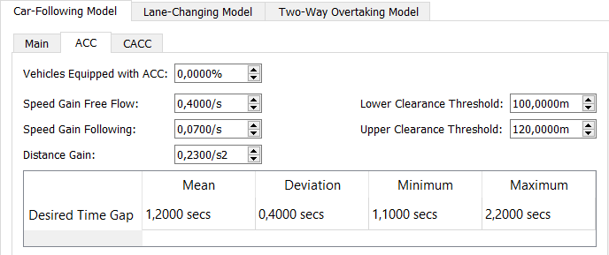 Editor de Tipo de Veículo - Pasta de Modelo Microscópico - Subpasta de Acompanhamento ACC